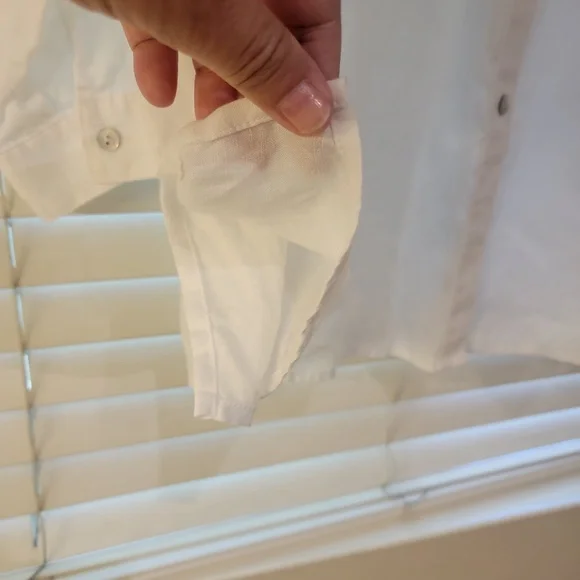 J Jill Love 100% Linen Button-Up Shirt Size 4X White Tunic Pintuck Square Blouse - Picture 4 of 6